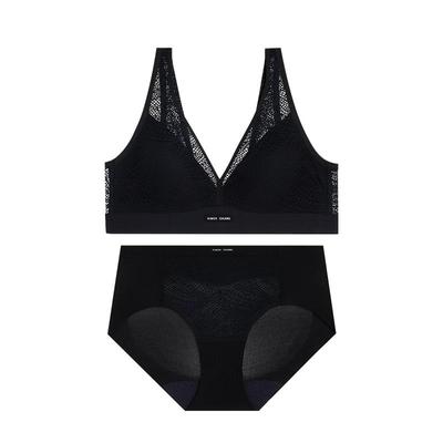 爱慕·CHUANG明动6内衣女25夏季V领无钢圈薄透气文胸内裤套装