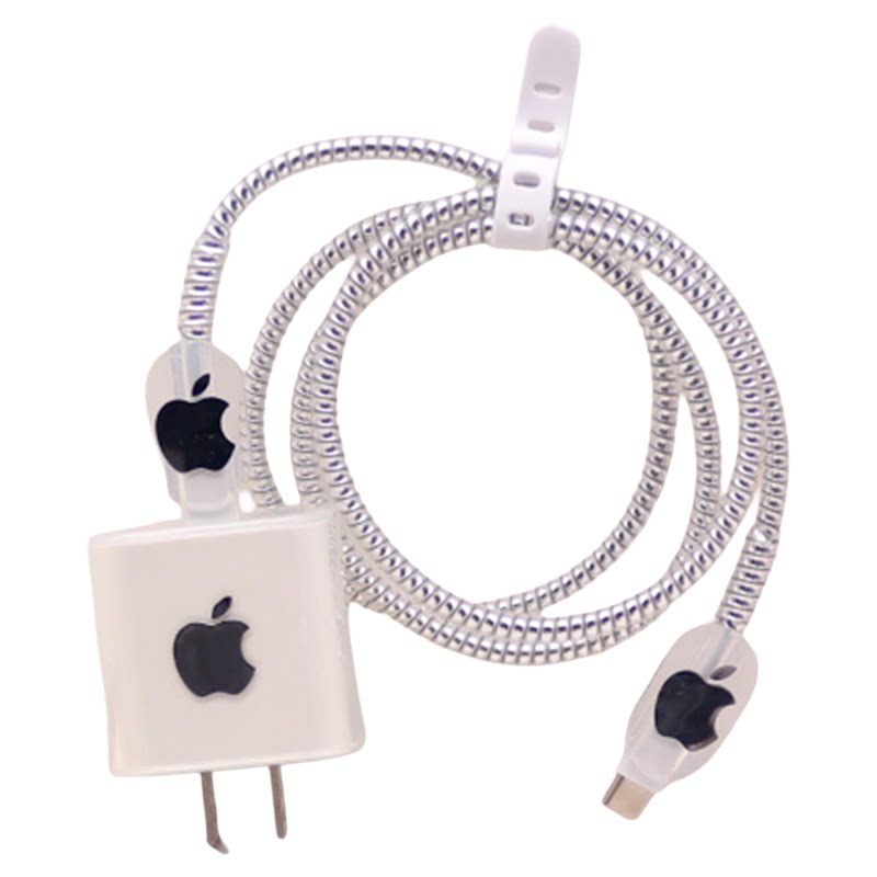 银色适用苹果16pro数据线保护套15电源线14缠绕绳ipad20W充电器13