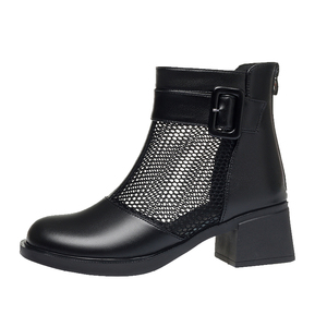 真皮女鞋时尚休闲女单鞋网靴皮鞋