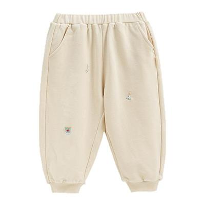 whitewheat有机纯棉刺绣双色长裤