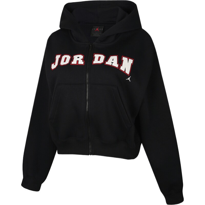 NIKE耐克女子jordan运动休闲针织连帽夹克外套IO1075-010