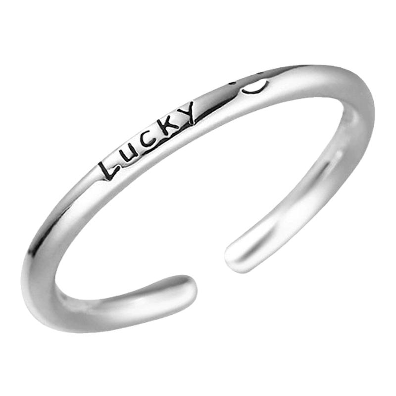 shunshunLUCKY幸运字母笑脸戒指