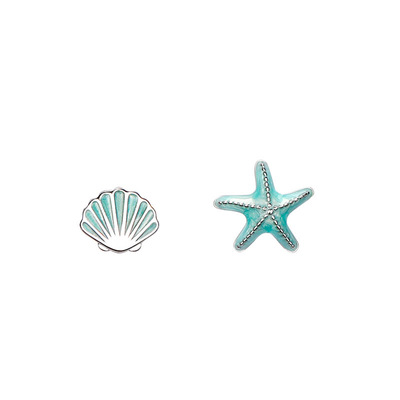 MaroMeko小众蓝色海星贝壳耳钉