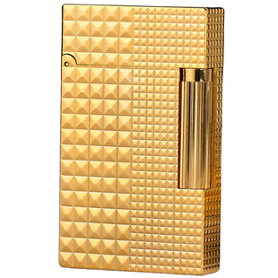 DUFAN都梵原装正版钻石菱格纹全铜复古朗声不防风定制充气打火机