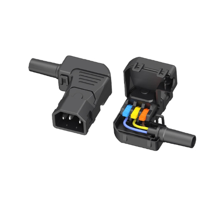 汇君三芯品字插头弯头新快接免焊