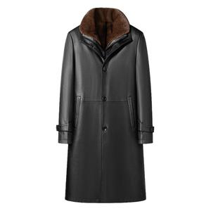 加绒加厚新款过膝加长款风衣真皮皮衣绵羊皮男装可卸内胆大衣外套