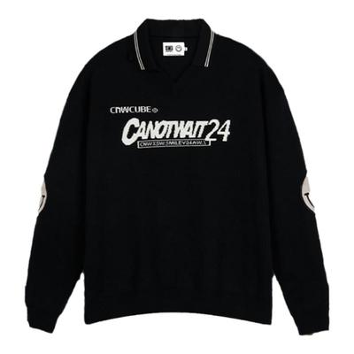 【陈伟霆同款】CANOTWAIT_S.W.SMILEY 联名系列V领翻领毛衣棉宽松