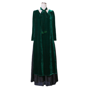 雀之恋春秋款奥黛旗袍裙两件套真丝丝绒连衣裙女崔万志旗袍