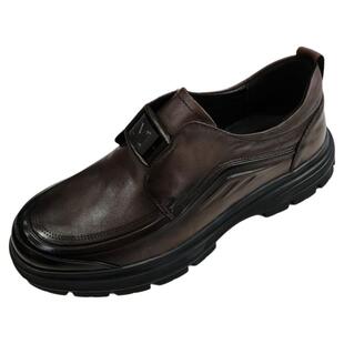 西瑞鸟头层牛皮男鞋2025秋新款商务休闲皮鞋一脚蹬爸爸鞋软底防滑