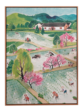 一二山春耕皇小小原创油画布装饰画新中式客厅书房沙发背景墙挂画