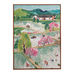 一二山春耕皇小小原创油画布装饰画新中式客厅书房沙发背景墙挂画