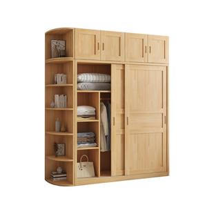 衣柜家用卧室小户型实木推拉门柜子现代简约出租房儿童简易大衣橱