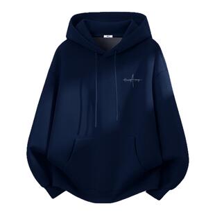 回力男款卫衣加绒保暖休闲百搭衣服男藏青色高级感冬天男装上衣C