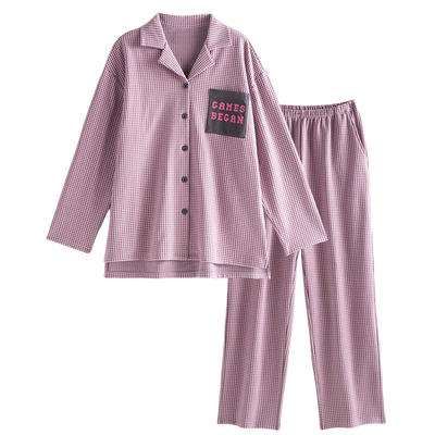 睡衣女秋冬季保暖薄绒高级感格子