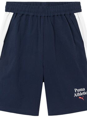 PUMA彪马童装26夏季新款儿童短裤T7拼接时髦运动中裤吸湿速干裤子