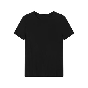 老钱风TR春夏极简圆领修身百搭短袖T恤上衣新款纹理女