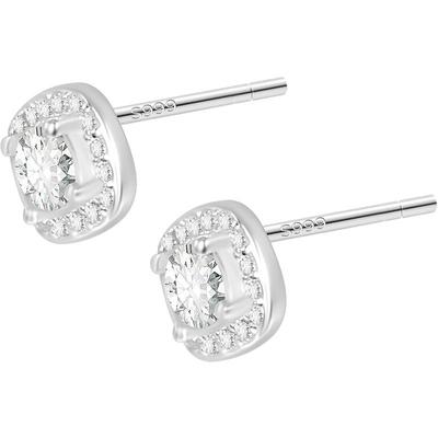 999纯银简约微镶满钻耳钉女