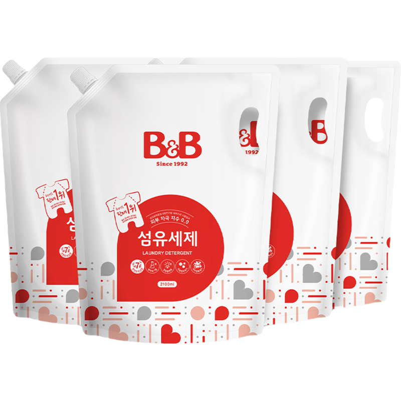 【自营】韩国B&B保宁米迪恩必恩贝宝宝洗衣液补充装2100ml*4袋
