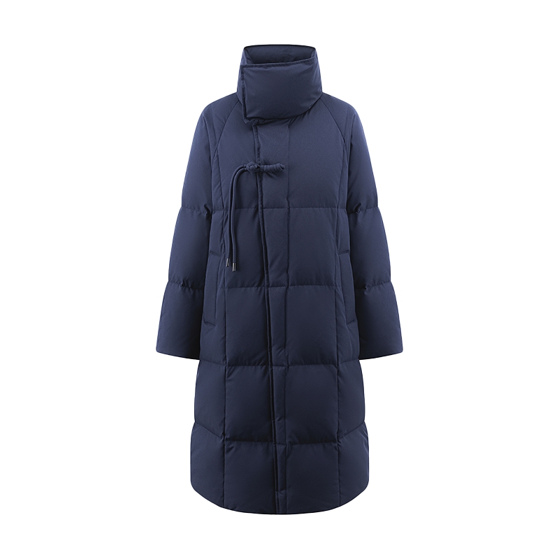 艾莱依2025新款羽绒服女士别致门襟中式盘扣设计加厚显瘦长款外套
