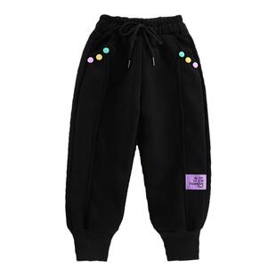 儿童春秋装长裤童装女童卫裤秋装女孩一体绒休闲裤中大童男童裤子