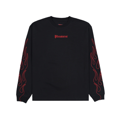 PLEASURES火焰图案刺绣长袖T恤