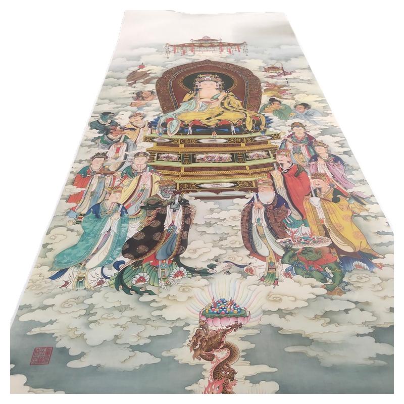 夏荆山 观世音菩萨像微喷复制佛像佛画竖幅挂轴绢布宣纸来图定制