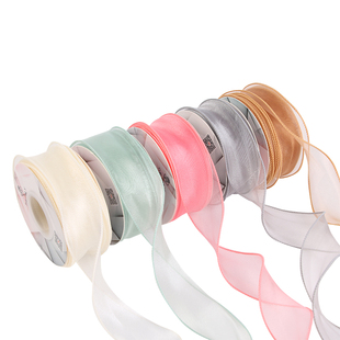 薇艺韩国进口鱼尾纱带 金边网纱丝带彩带织带花束鲜花diy包装材料