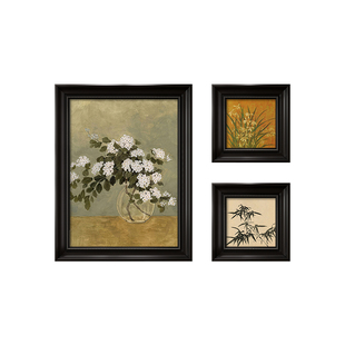 中古风挂画法式客厅装饰画餐厅钟表背景墙壁画美式复古组合壁画