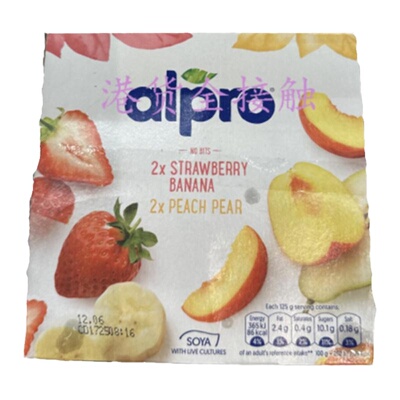 代购正品 比利时进口 ALPRO SOYA桃子香蕉及草莓梨乳酪/酸奶 四杯