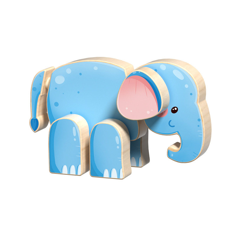 益智3D拼装立体拼图儿童diy木质动物拼插玩具幼儿园礼物儿童玩具