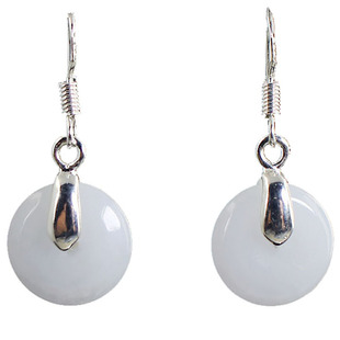 【特价】天然翡翠耳环 简约玉耳坠短款耳饰玛瑙玉髓耳环925纯银