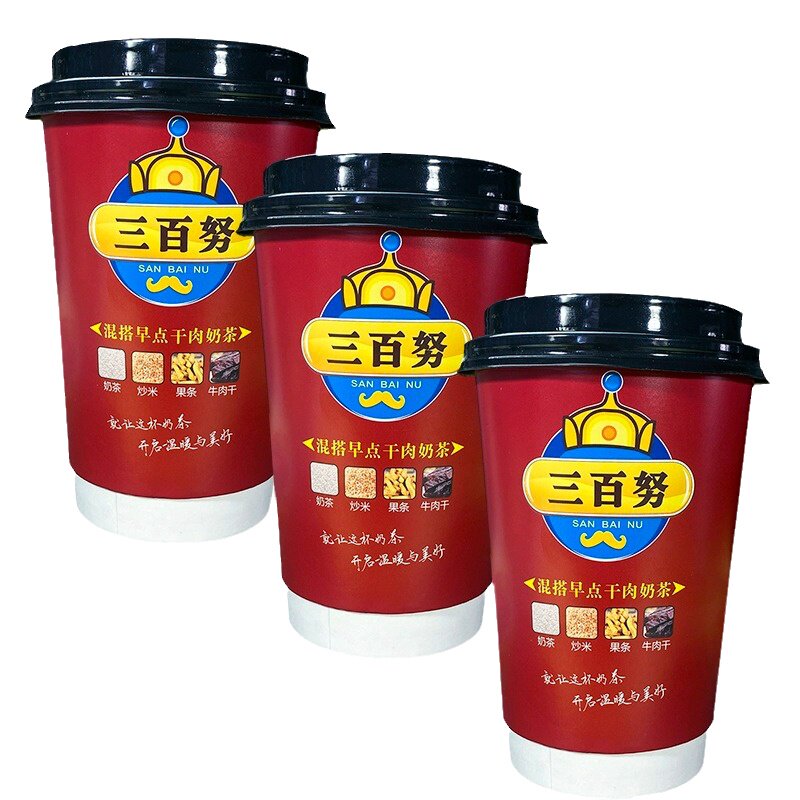 三百努干肉奶茶蒙古炒米奶茶杯装杯装奶茶