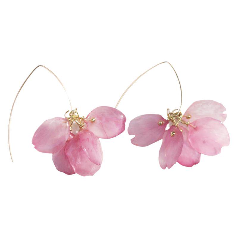 永生花设计师款樱花花瓣包金耳饰