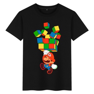 魔方游戏三阶魔术方块Rubik s Cube纯棉短袖T恤男圆领宽松衣服ins