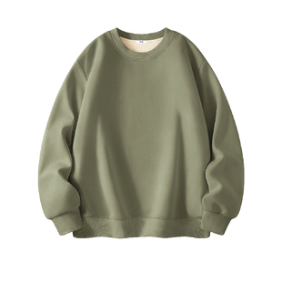 回力圆领卫衣男冬季2025新款正肩重磅男款加绒加厚羊羔绒外套毛Y