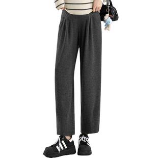 婧麒孕妇裤子秋冬外穿2025新款加绒厚糯米裤不勒肚子小个子阔腿裤