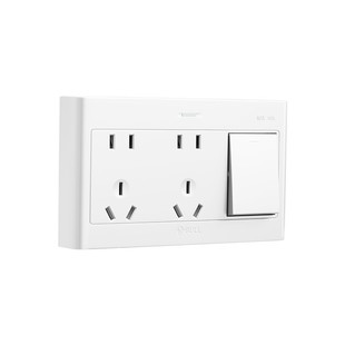 公牛一开单控十孔明装插座家用明线超薄带开关控制单开双五孔面板