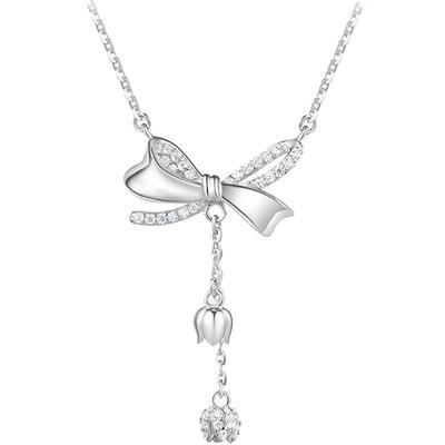 六桂福珠宝蝴蝶结项链S925银套链