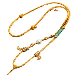 复古设计新国风配绳金锁吊坠挂绳手工编织八股辫八宝罗盘天子门生