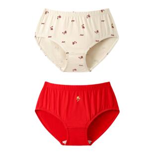 【3A级抗菌】安奈儿童装女童内裤三角裤两件装不夹屁屁红色本命年