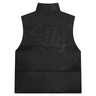 404MOB潮流刺绣立领夹棉羽绒背心马甲男秋冬新款防水厚款保暖外套