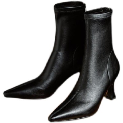 网红瘦瘦靴及踝袜靴尖头