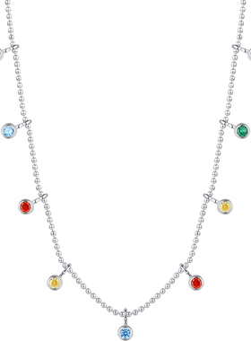 日韩纯银彩色锆石项链女