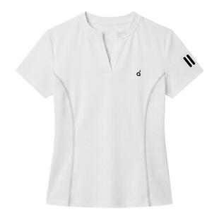 FDR旗舰店 冰皮凉感织带V领白色上衣夏季运动修身速干短袖t恤女
