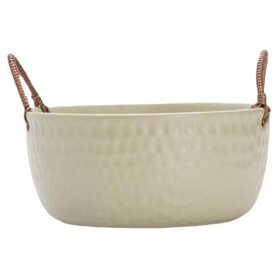 秋野家手工粗陶果盆大容量