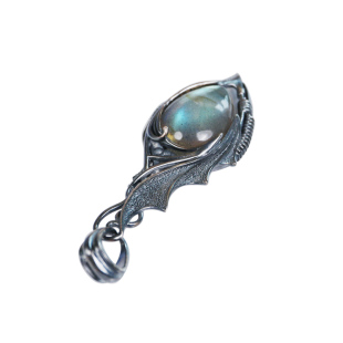 YUKI男士925纯银项链天然月光石龙翼银饰欧美原创设计复古银链子