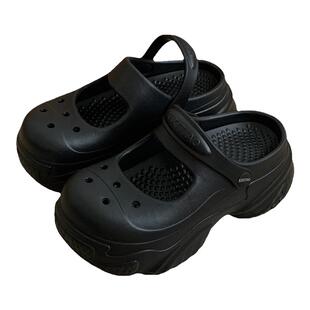 细细条增高厚底玛丽珍洞洞鞋女夏季外穿防滑时尚度假沙滩凉拖鞋