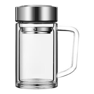 双层玻璃真空杯大号办公过滤泡茶喝水杯子水杯550ml定制广告带盖