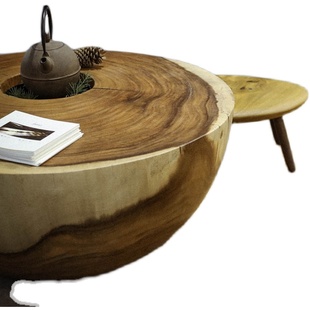 野木1978 超级碗原木木墩茶几煮茶烧炭侘寂风新中式孤品定制现代