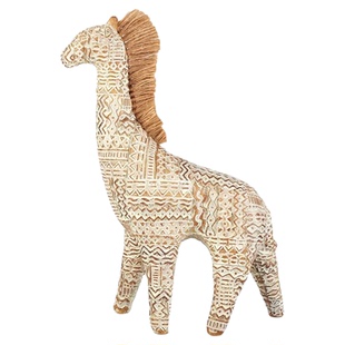 SilentWind寂风北欧风费尔岛亚麻小马树脂动物摆件家居装饰工艺品